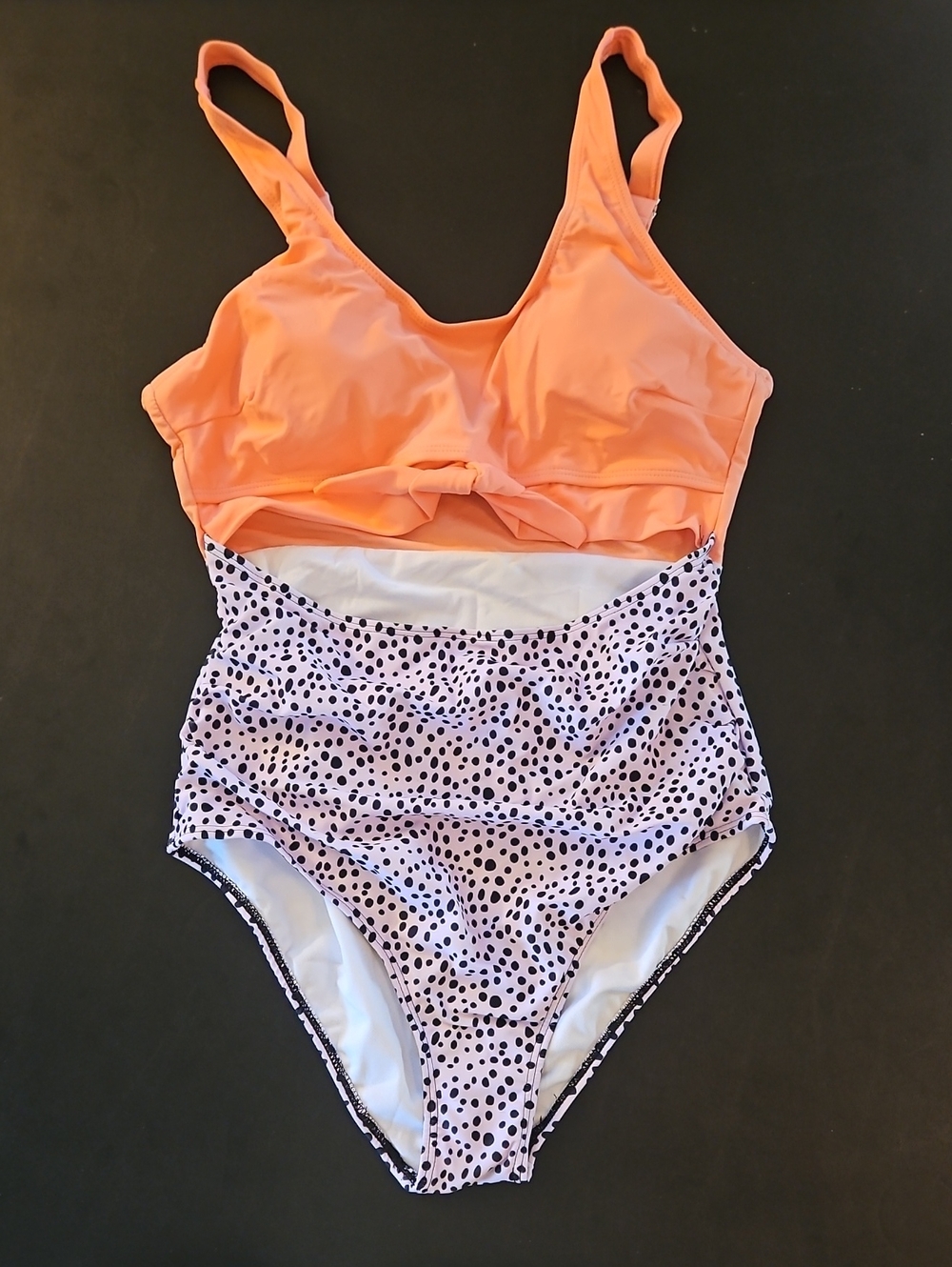 Unbranded Peach Top & Lilac Spot High-Waist Bottom
